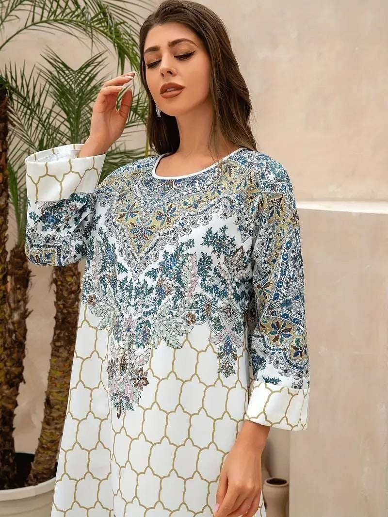 White Floral Print Women's Abaya 4 white-floral-print-womens-abaya-5349638