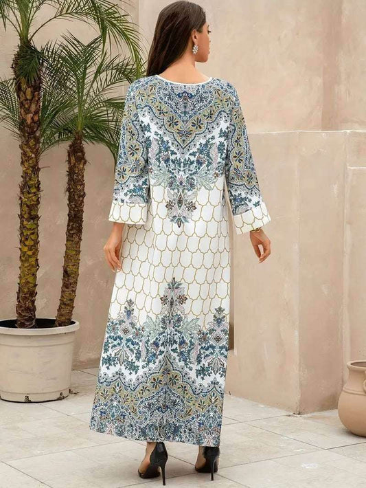 White Floral Print Women's Abaya 4 white-floral-print-womens-abaya-6837875