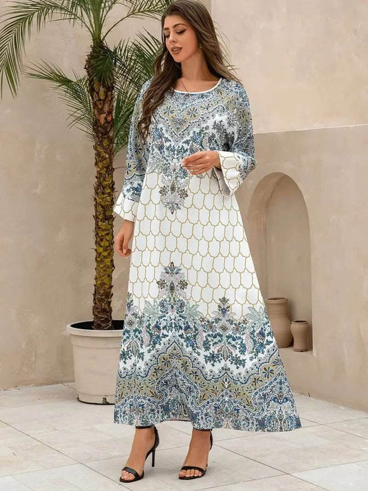 White Floral Print Women's Abaya 4 white-floral-print-womens-abaya-5904255