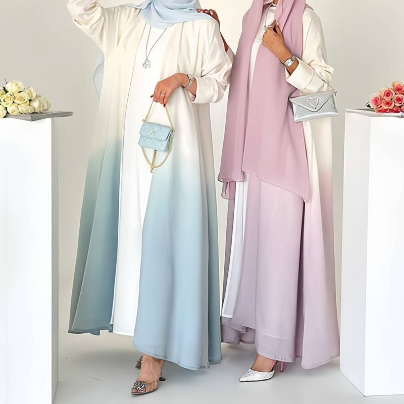 Women's Clothing Middle Eastern Women's Clothing Abaya Gradient Color Muslim Robe Women's Long Skirt - Fabaya UK Women's Clothing Middle Eastern Women's Clothing Abaya Gradient Color Muslim Robe Women's Long Skirt 1924653637025222656