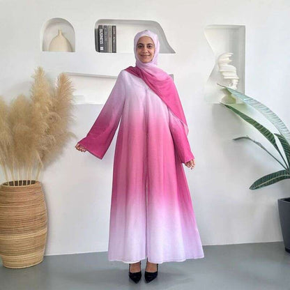 Women's Clothing New Middle Eastern Women's Gradient Robe Spring And Summer Breathable Abaya Robe Lined With Headscarf Three Piece Set - Fabaya UK Women's Clothing New Middle Eastern Women's Gradient Robe Spring And Summer Breathable Abaya Robe Lined With Headscarf Three Piece Set 1924654285380734976