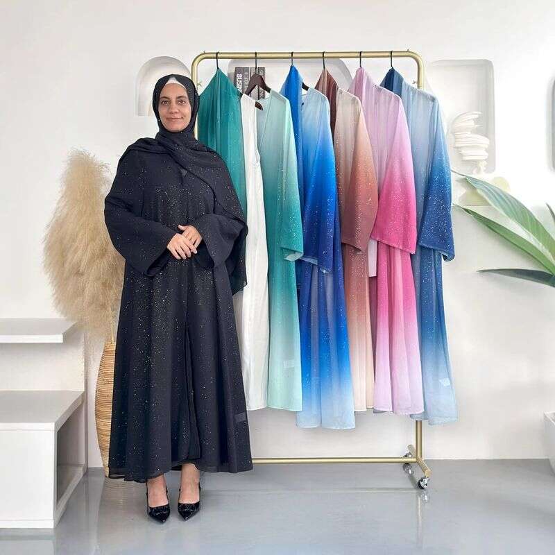 Women's Clothing New Middle Eastern Women's Gradient Robe Spring And Summer Breathable Abaya Robe Lined With Headscarf Three Piece Set - Fabaya UK Women's Clothing New Middle Eastern Women's Gradient Robe Spring And Summer Breathable Abaya Robe Lined With Headscarf Three Piece Set 1924654282117566464