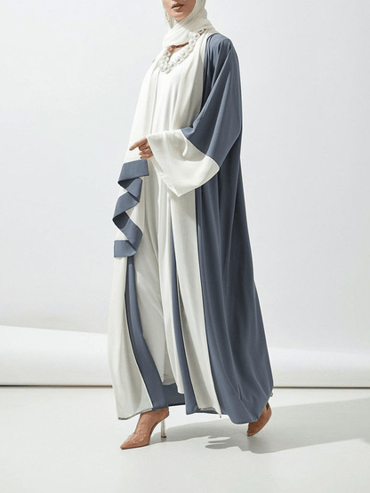 Women's mid - length dubai abaya clothing sun protection splicing cardigan Middle Eastern robe - Fabaya UK Women's muslim mid - length dubai abaya clothing sun protection splicing cardigan Middle Eastern robe 1924657126115725312