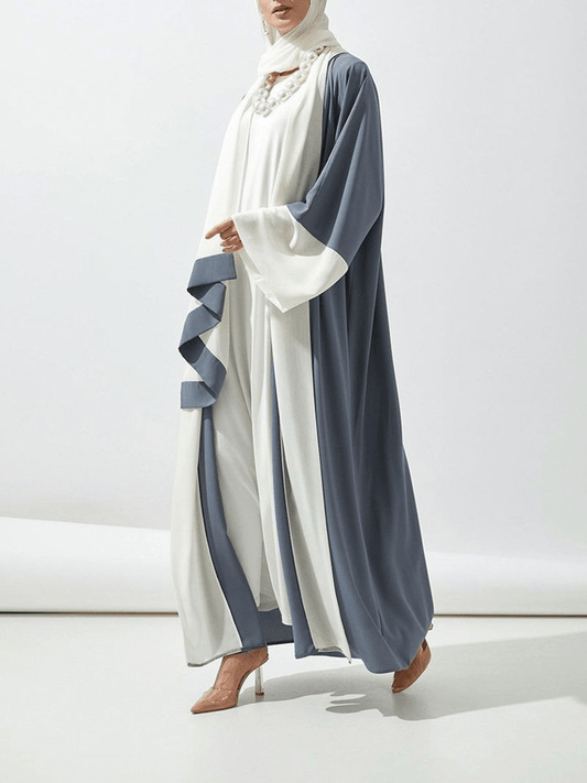 Women's mid - length dubai abaya clothing sun protection splicing cardigan Middle Eastern robe - Fabaya UK Women's muslim mid - length dubai abaya clothing sun protection splicing cardigan Middle Eastern robe 1924657126115725312