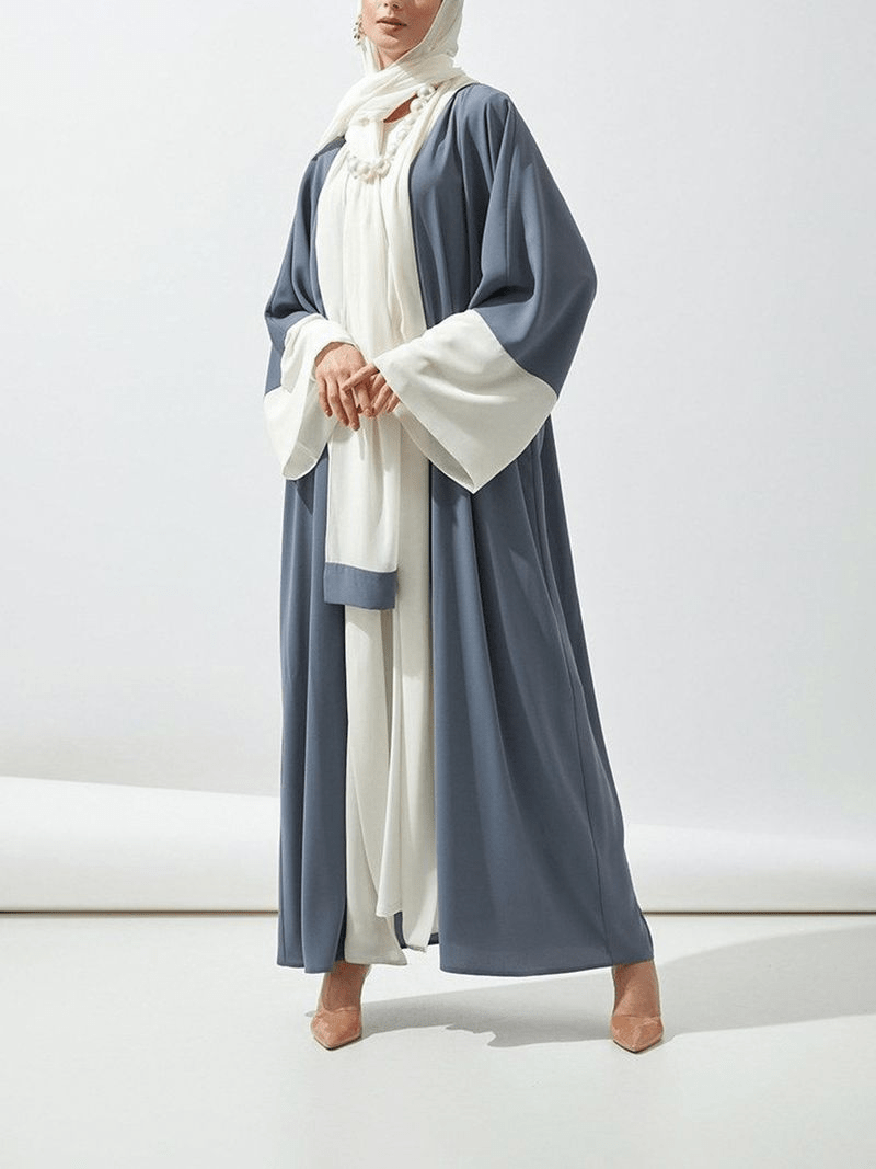 Women's mid - length dubai abaya clothing sun protection splicing cardigan Middle Eastern robe - Fabaya UK Women's muslim mid - length dubai abaya clothing sun protection splicing cardigan Middle Eastern robe 1924657128602947584