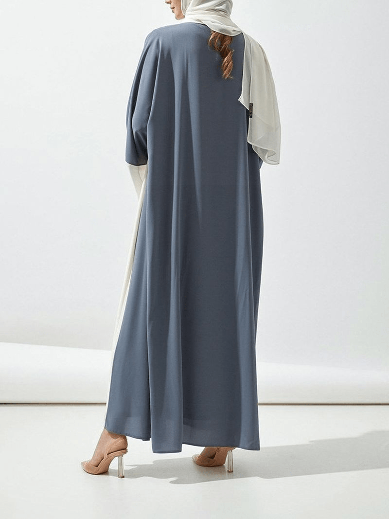 Women's mid - length dubai abaya clothing sun protection splicing cardigan Middle Eastern robe - Fabaya UK Women's muslim mid - length dubai abaya clothing sun protection splicing cardigan Middle Eastern robe 1924657122101776384