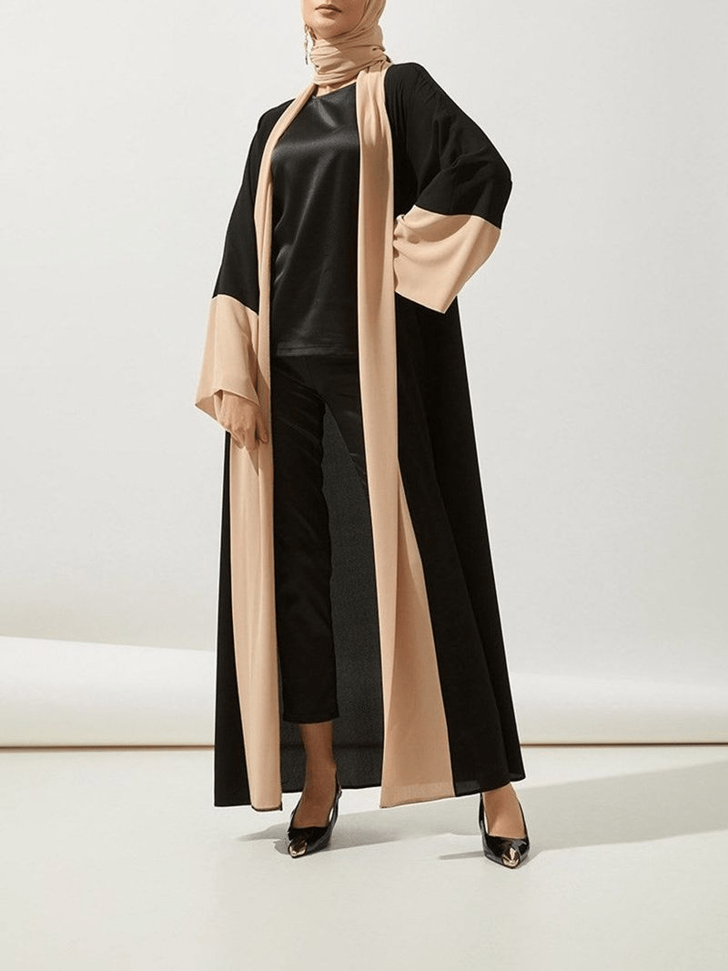 Women's mid - length dubai abaya clothing sun protection splicing cardigan Middle Eastern robe - Fabaya UK Women's muslim mid - length dubai abaya clothing sun protection splicing cardigan Middle Eastern robe 1924657124119236608