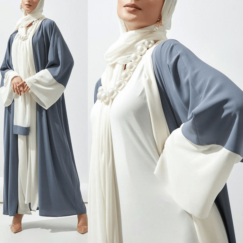 Women's mid - length dubai abaya clothing sun protection splicing cardigan Middle Eastern robe - Fabaya UK Women's muslim mid - length dubai abaya clothing sun protection splicing cardigan Middle Eastern robe 1924657134135234560